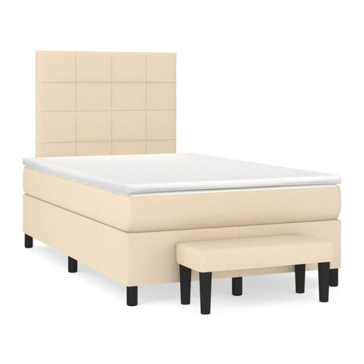 vidaxl Boxspringbett mit Matratze aus Stoff in Beige, B/T/H: 190 x 120 x 128 cm - Bild 1