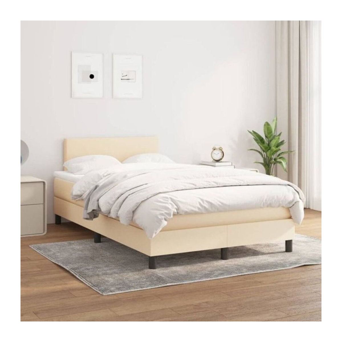 vidaxl Boxspringbett mit Matratze aus Stoff in Beige, B/T/H: 200 x 120 x 78 cm - Bild 1
