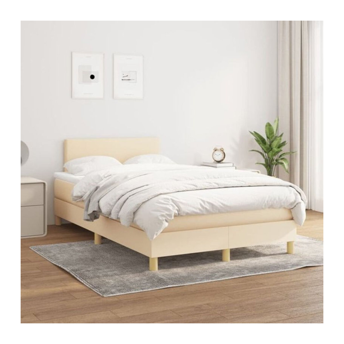 vidaxl Boxspringbett mit Matratze aus Stoff in Beige, B/T/H: 200 x 120 x 78 cm - Bild 1