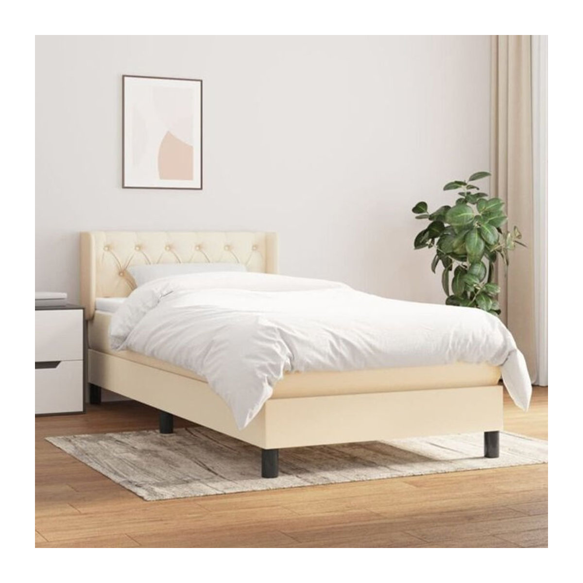 vidaxl Boxspringbett mit Matratze aus Stoff in Beige B/T/H: 80 x 200 cm - Bild 1