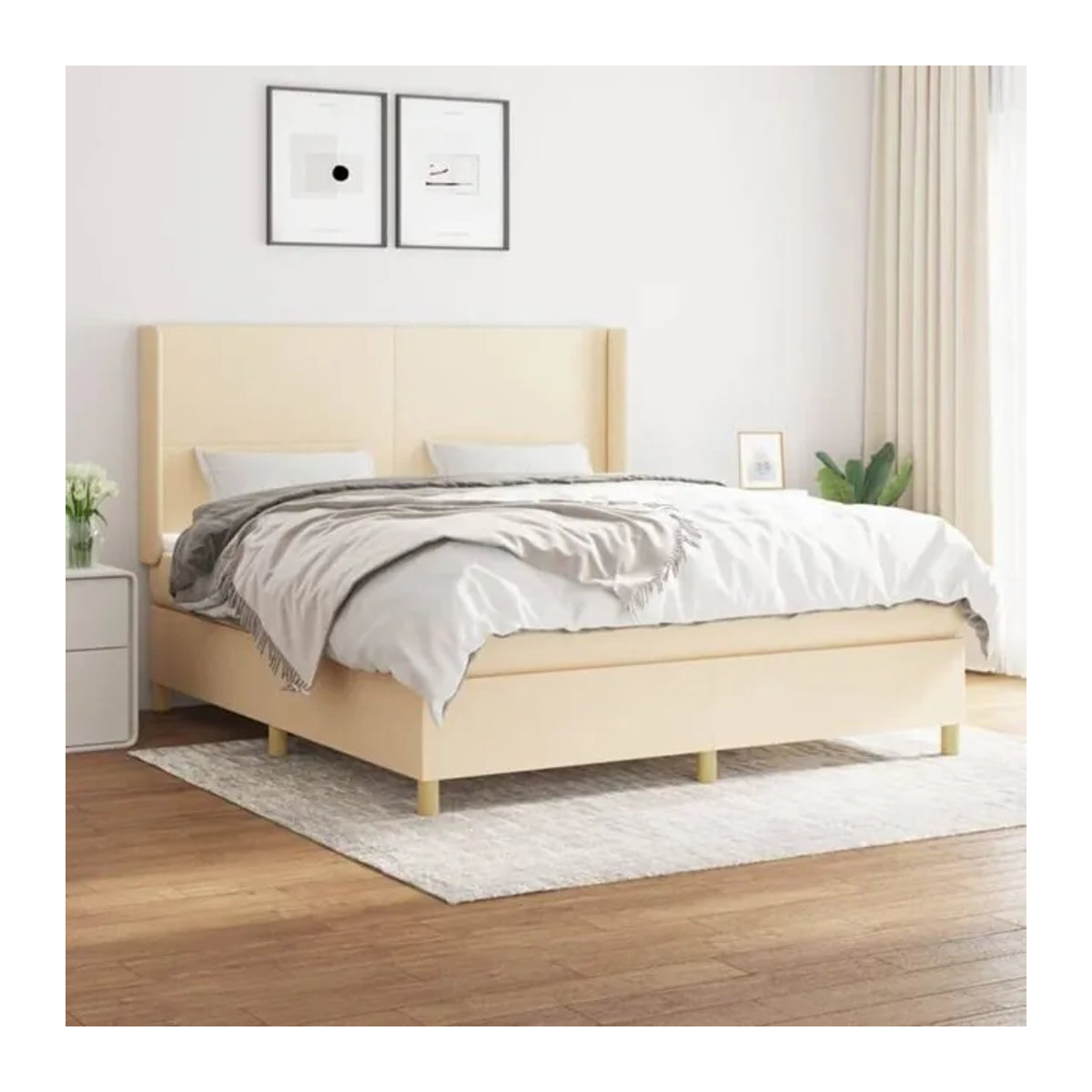 vidaxl Boxspringbett mit Matratze aus Stoff in Beige und Creme, B/T: 160 x 200 cm - Bild 1