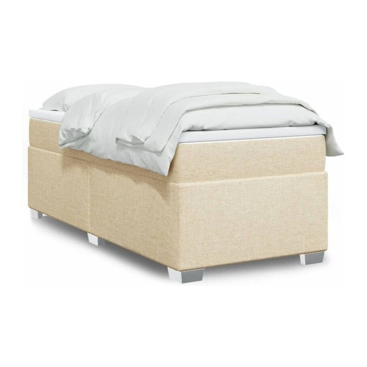 vidaxl Boxspringbett mit Matratze aus Stoff in Beige und Weiß, B/B: 80 x 200 cm - Bild 1