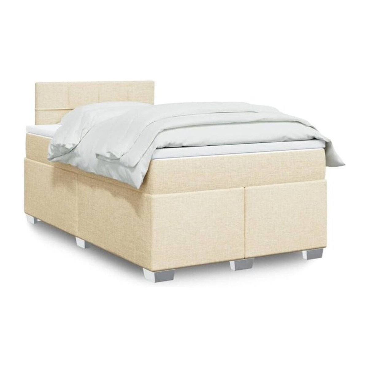 vidaxl Boxspringbett mit Matratze aus Stoff in Beige und Weiß, B/T/H: 120 x 200 x 100,5 cm - Bild 1