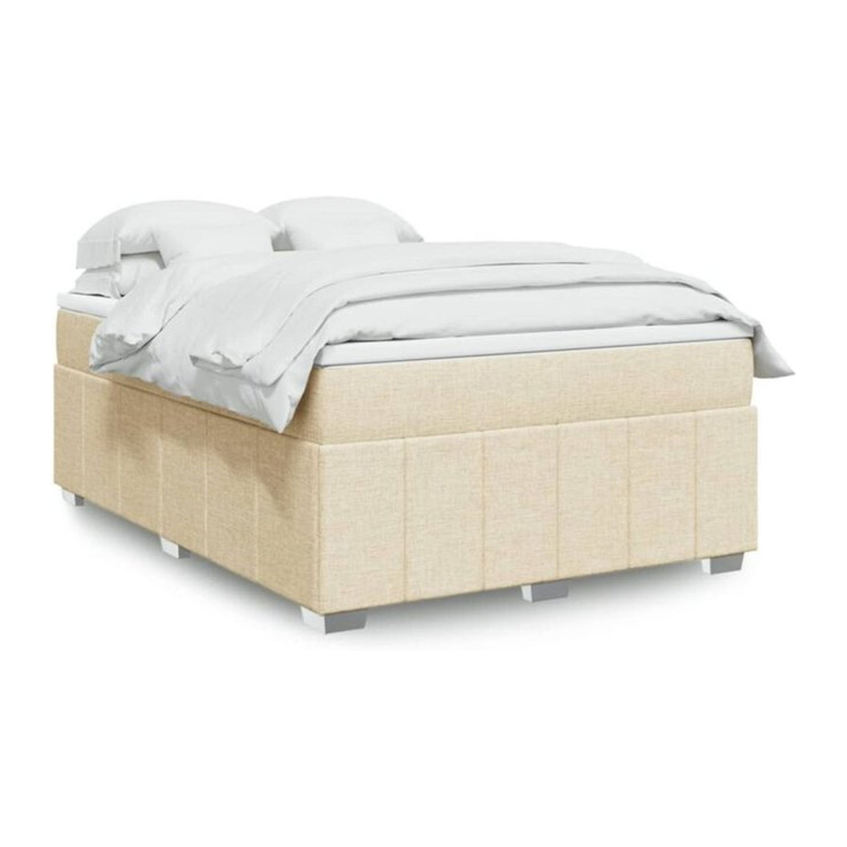 vidaxl Boxspringbett mit Matratze aus Stoff in Beige und Weiß, B/T/H: 140 x 200 x 46 cm - Bild 1