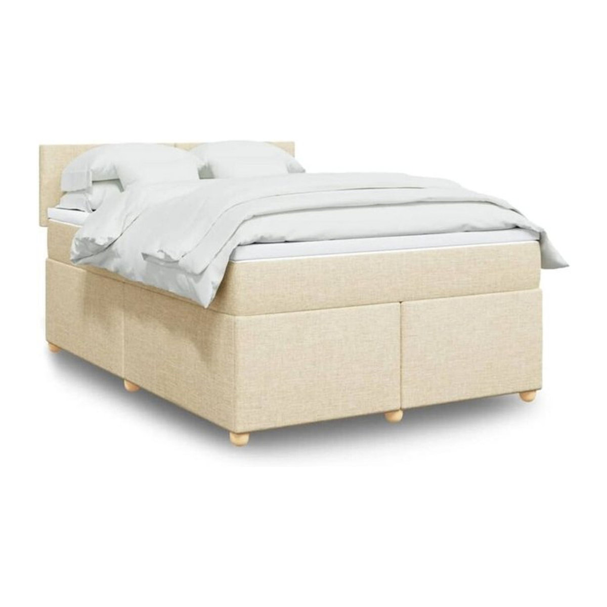 vidaxl Boxspringbett mit Matratze aus Stoff in Beige und Weiß, B/T/H: 160 x 200 x 100,5 cm - Bild 1