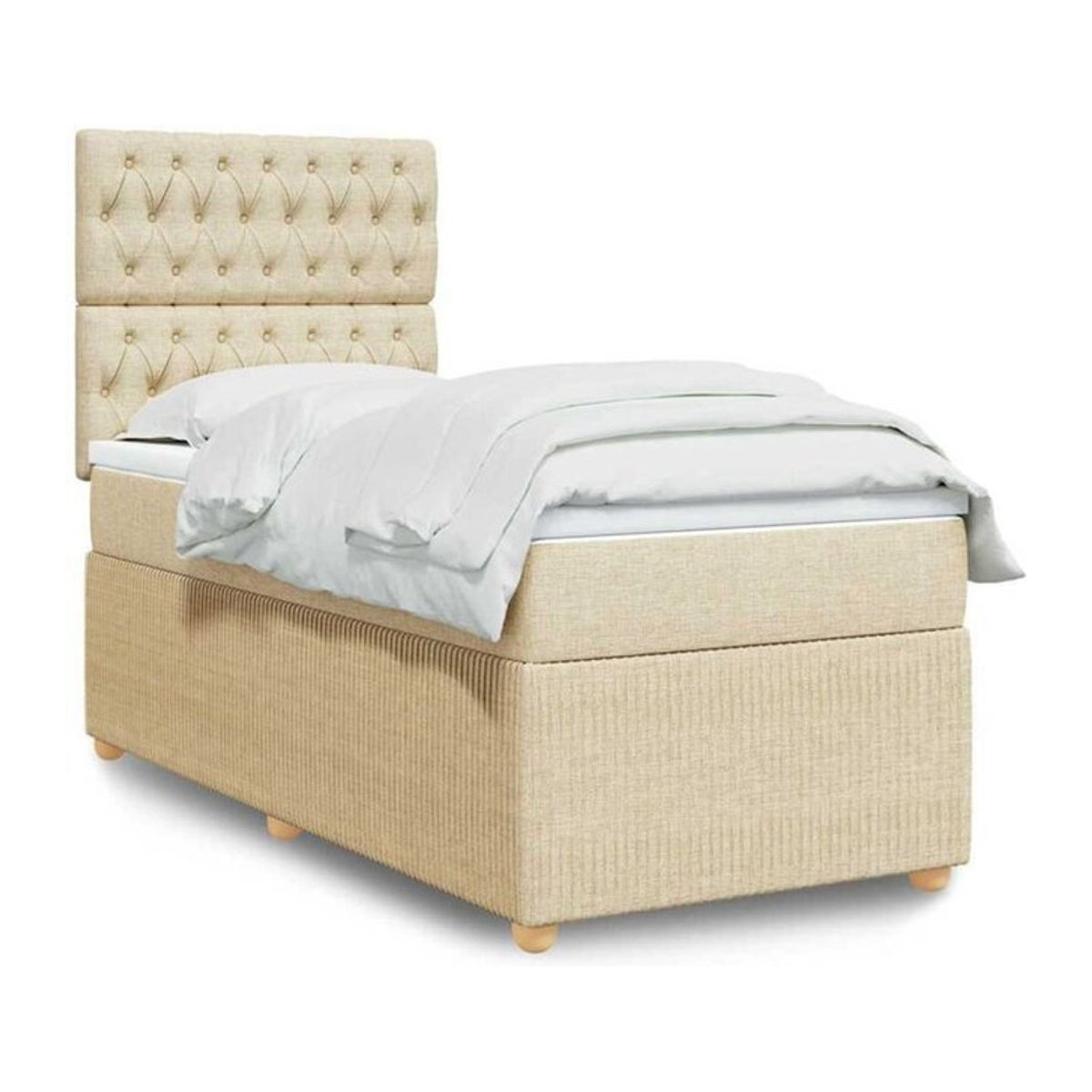 vidaxl Boxspringbett mit Matratze aus Stoff in Beige und Weiß, B/T/H: 200 x 100 x 140,5 cm - Bild 1