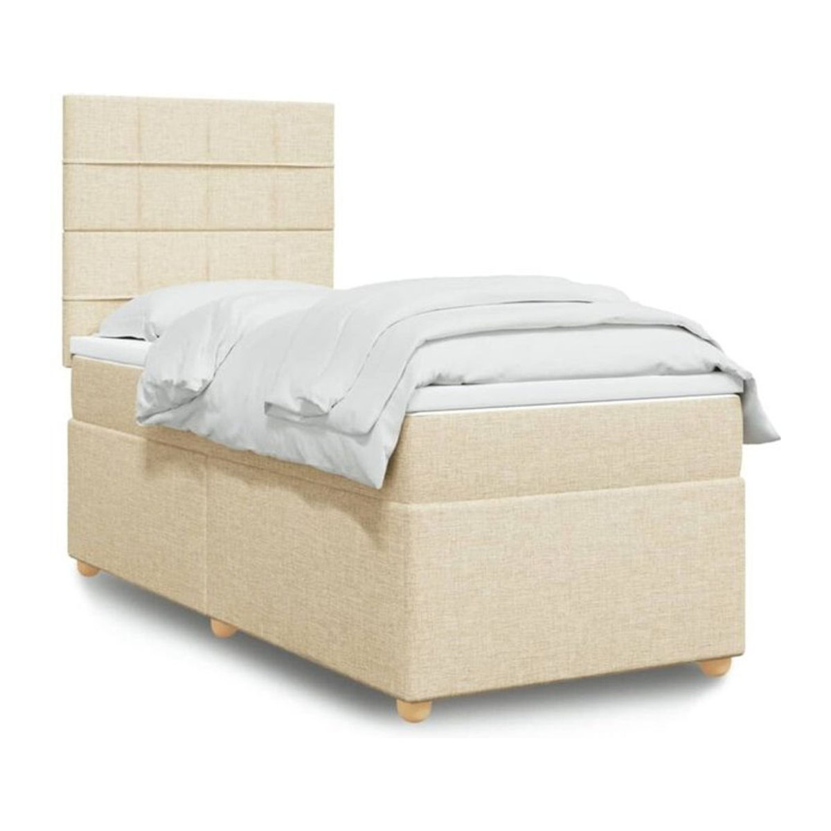 vidaxl Boxspringbett mit Matratze aus Stoff in Beige und Weiß, B/T/H: 200 x 100 x 150,5 cm - Bild 1