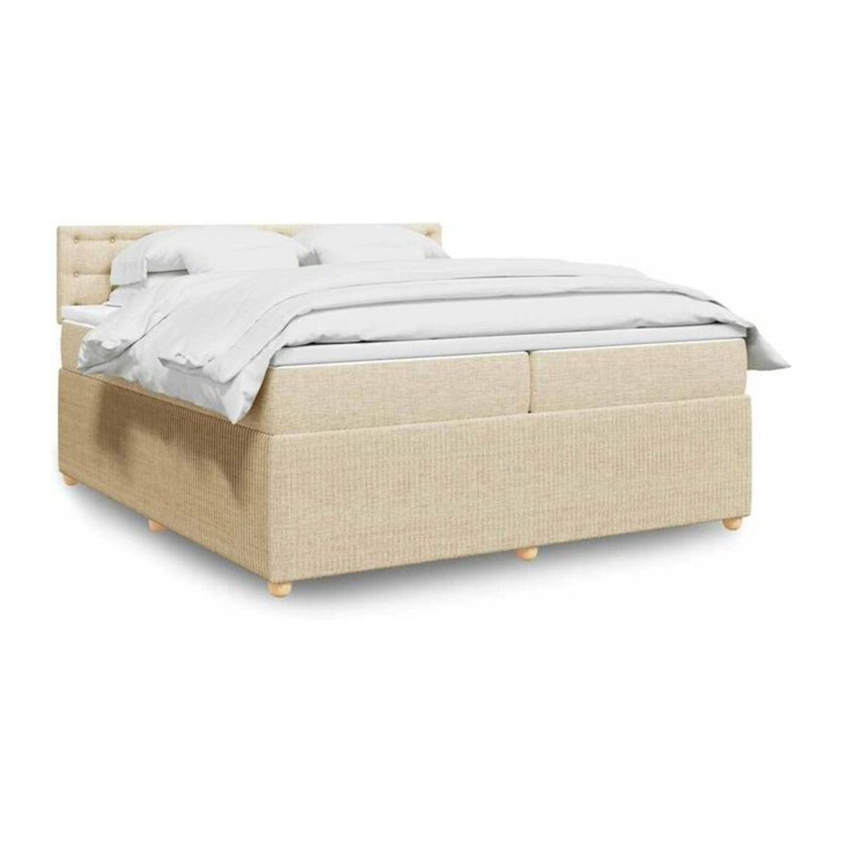 vidaxl Boxspringbett mit Matratze aus Stoff in Beige und Weiß, B/T/H: 200 x 200 x 100,5 cm - Bild 1