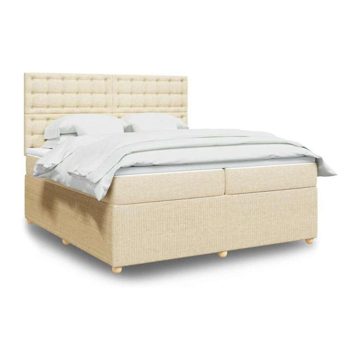 vidaxl Boxspringbett mit Matratze aus Stoff in Beige und Weiß B/T/H: 200 x 200 x 200 cm - Bild 1