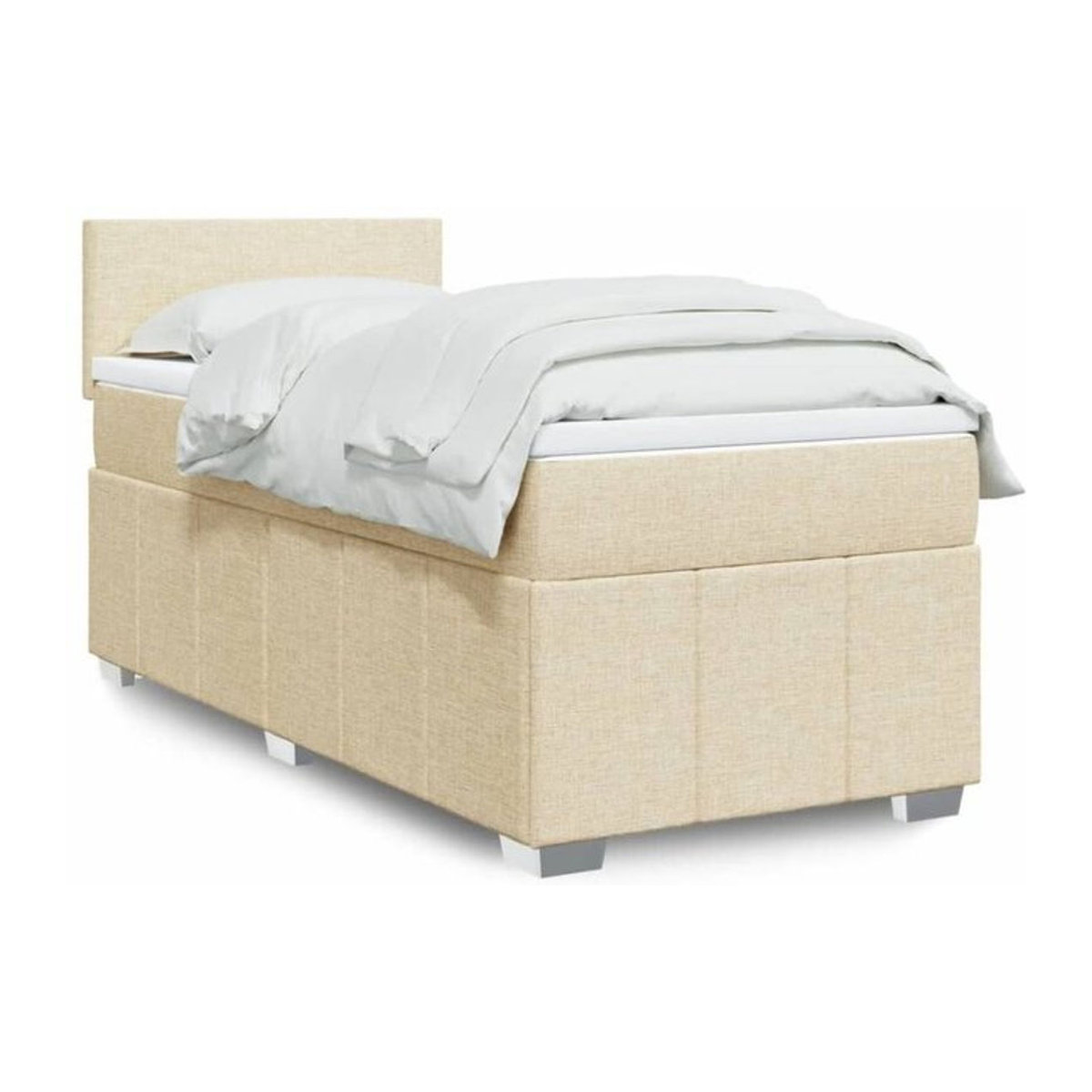 Vidaxl Boxspringbett mit Matratze aus Stoff in Beige und Weiß, B/T/H: 80 x 200 x 100,5 cm - Bild 1