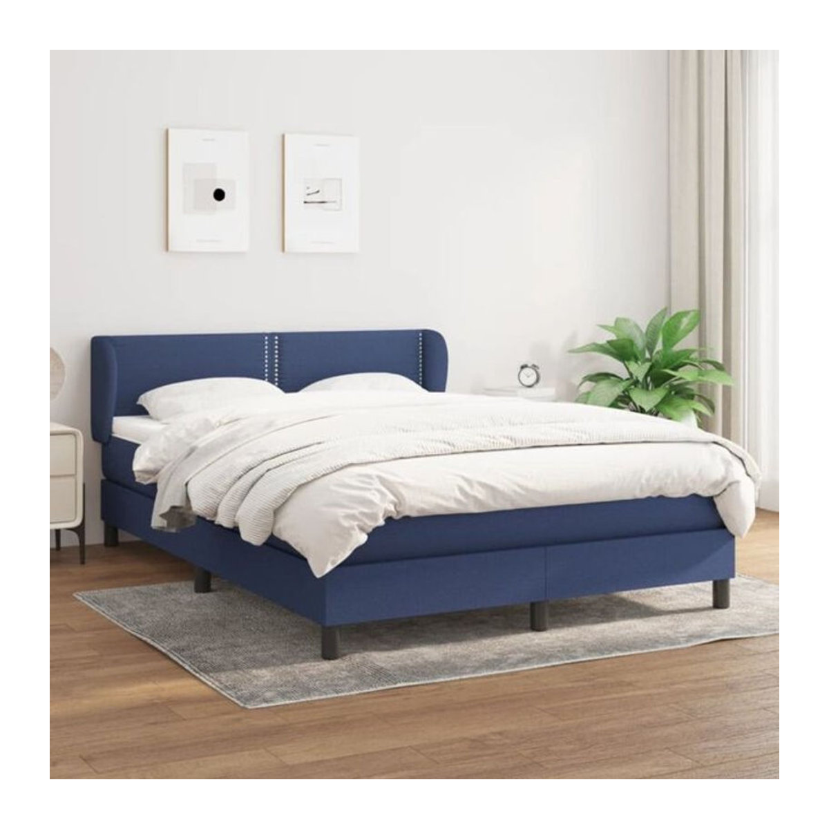 Vidaxl Boxspringbett mit Matratze aus Stoff in Blau, B/T/H: 140 x 190 cm - Bild 1