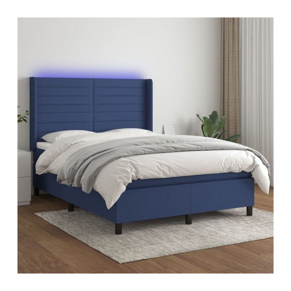 vidaxl Boxspringbett mit Matratze aus Stoff in Blau B/T/H: 140 x 190 x 118 cm - Bild 1