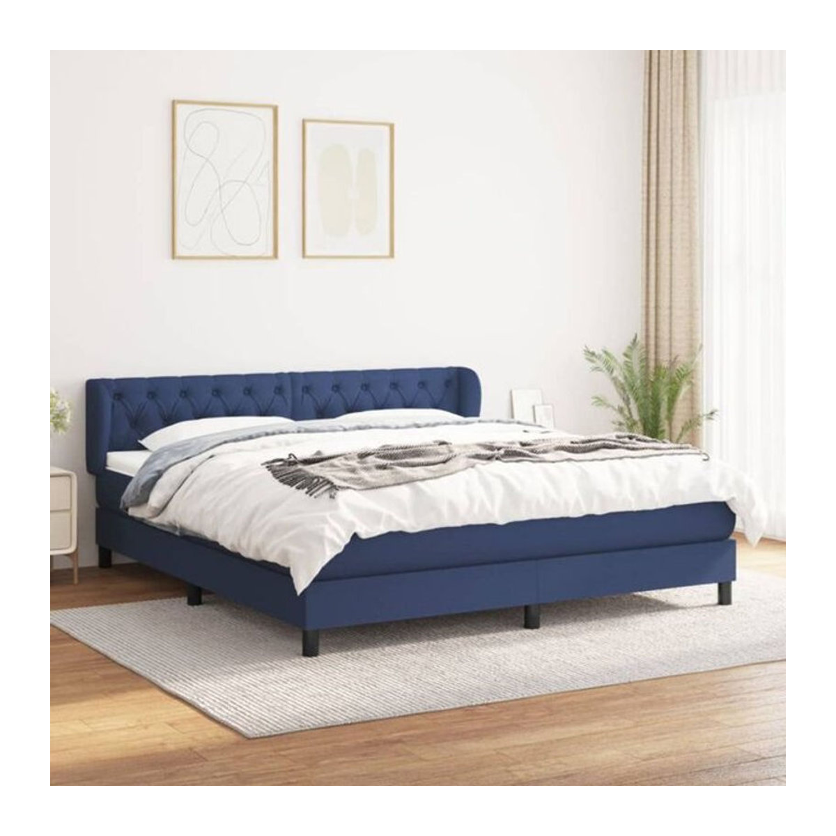 Vidaxl Boxspringbett mit Matratze aus Stoff in Blau, B/T/H: 160 x 200 cm - Bild 1