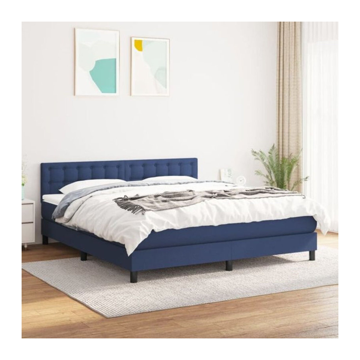 vidaxl Boxspringbett mit Matratze aus Stoff in Blau, B/T/H: 160 x 200 cm - Bild 1