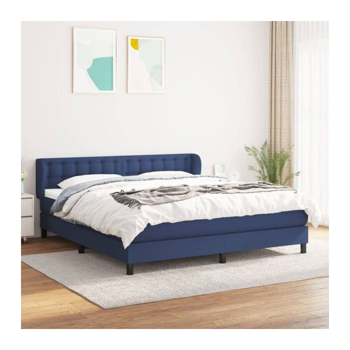 Vidaxl Boxspringbett mit Matratze aus Stoff in Blau, B/T/H: 180 x 200 x 78 cm - Bild 1