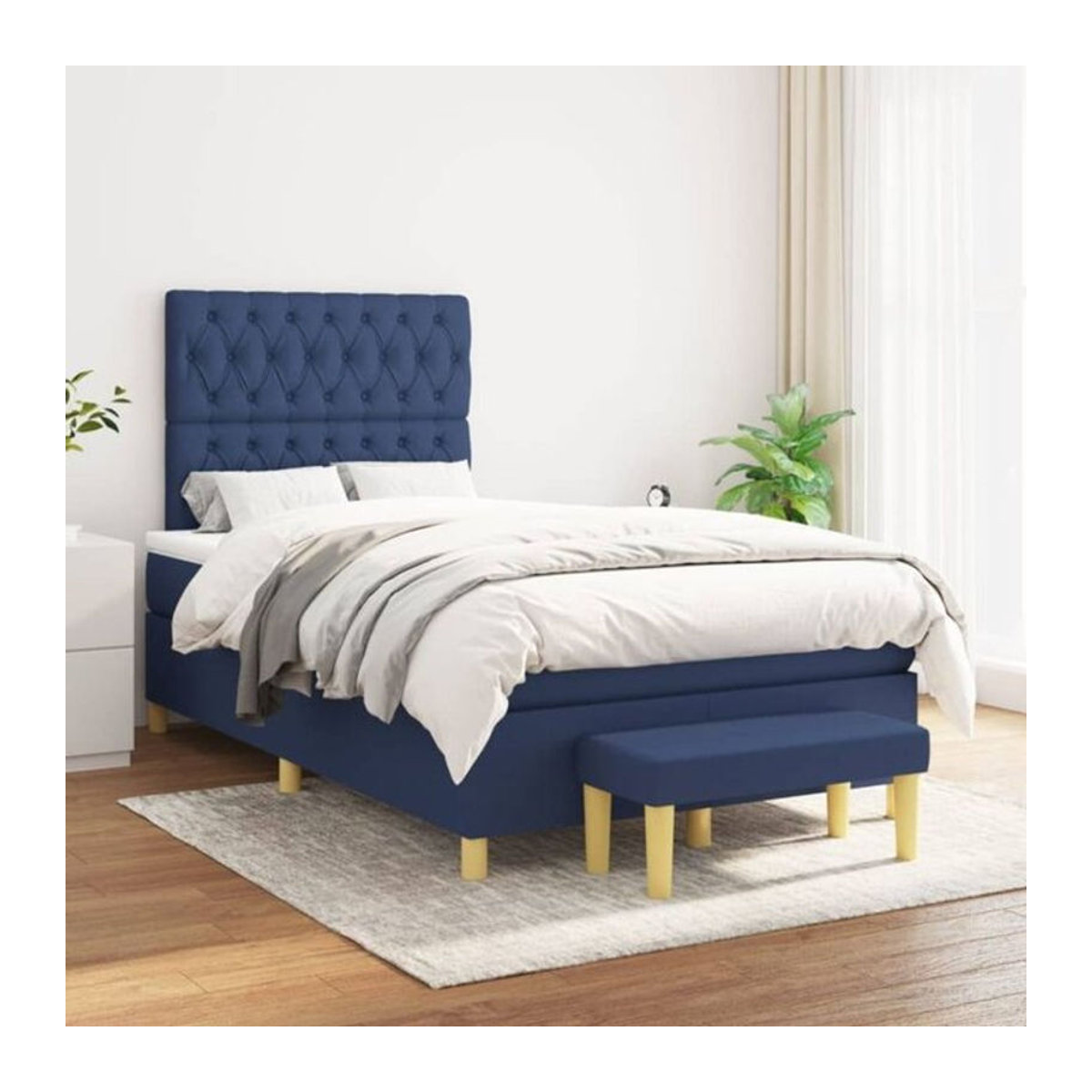 Vidaxl Boxspringbett mit Matratze aus Stoff in Blau, B/T/H: 200 x 120 x 118 cm - Bild 1