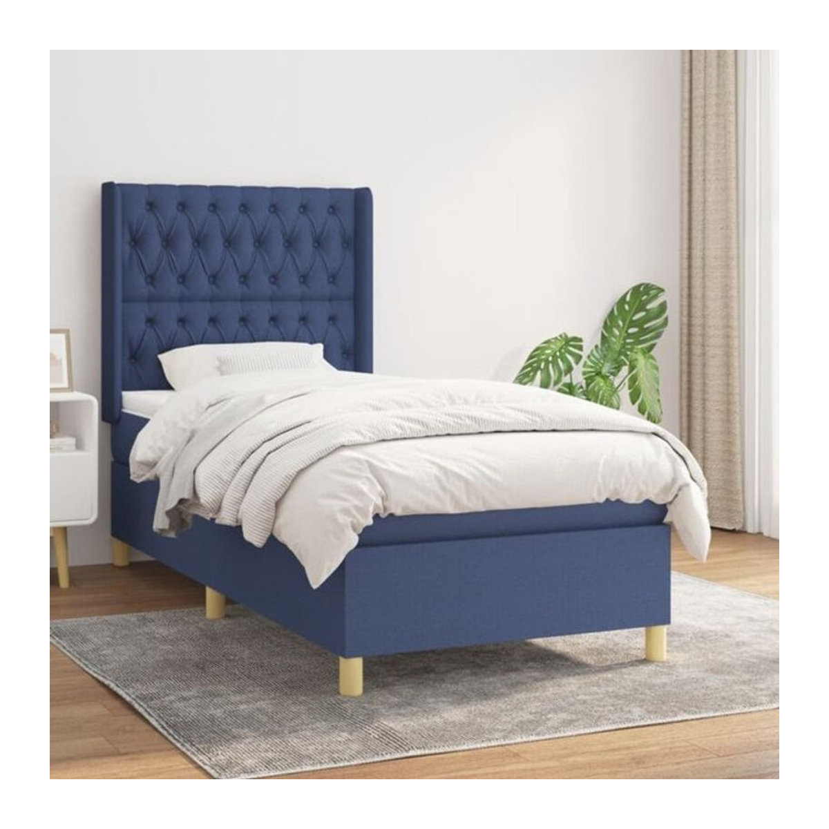 Vidaxl Boxspringbett mit Matratze aus Stoff in Blau, B/T/H: 90 x 190 x 118 cm - Bild 1