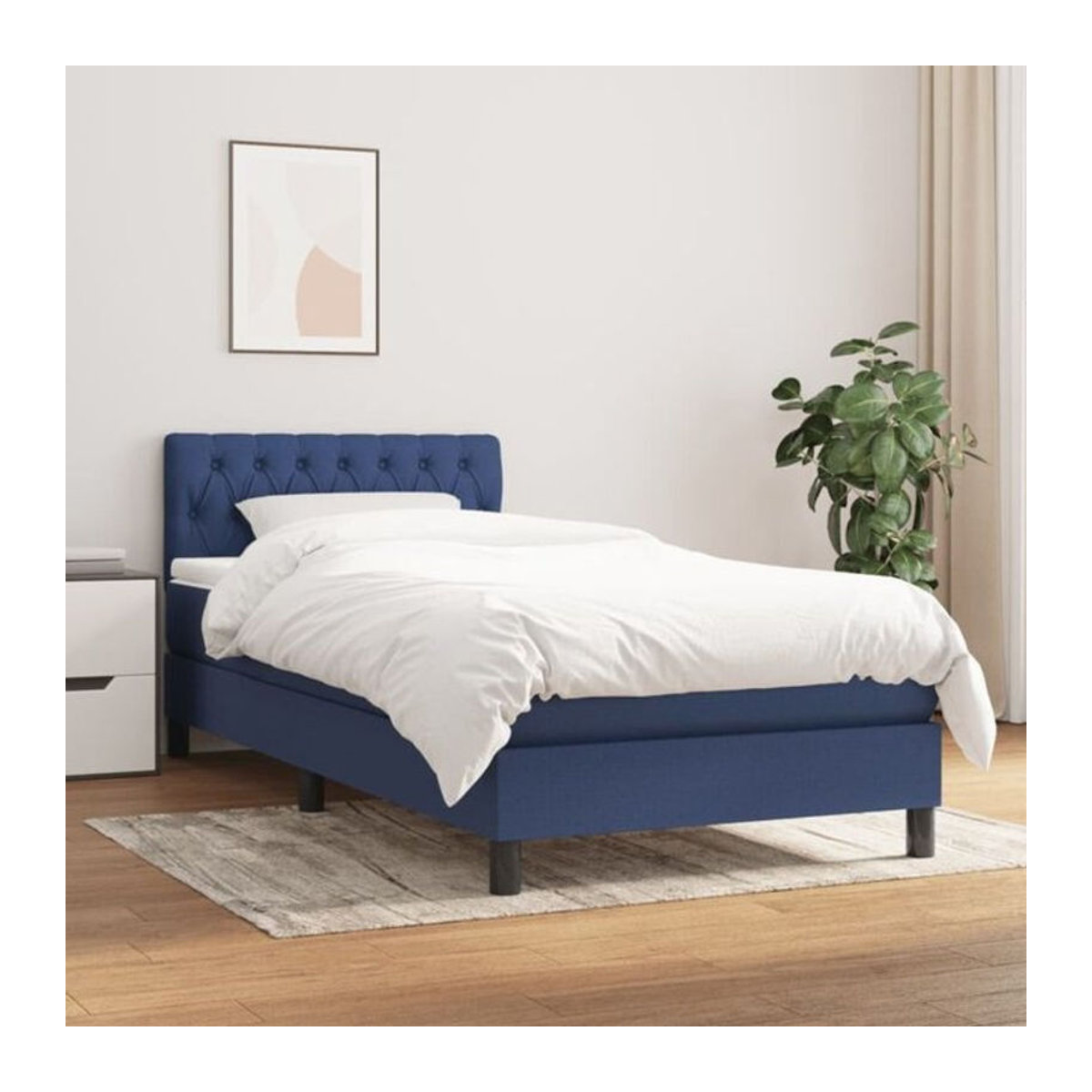 Vidaxl Boxspringbett mit Matratze aus Stoff in Blau, B/T/H: 90 x 190 x 78 cm - Bild 1