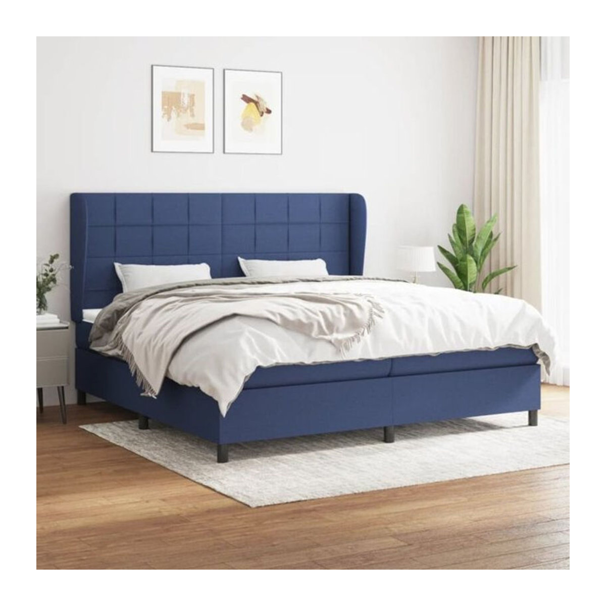 Vidaxl Boxspringbett mit Matratze aus Stoff in Blau mit Massivholz B/T/H: 200 x 200 x 118 cm - Bild 1