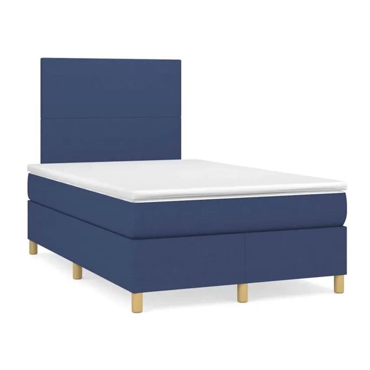 Vidaxl Boxspringbett mit Matratze aus Stoff in Blau und Weiß, B/B: 120 x 190 cm - Bild 1