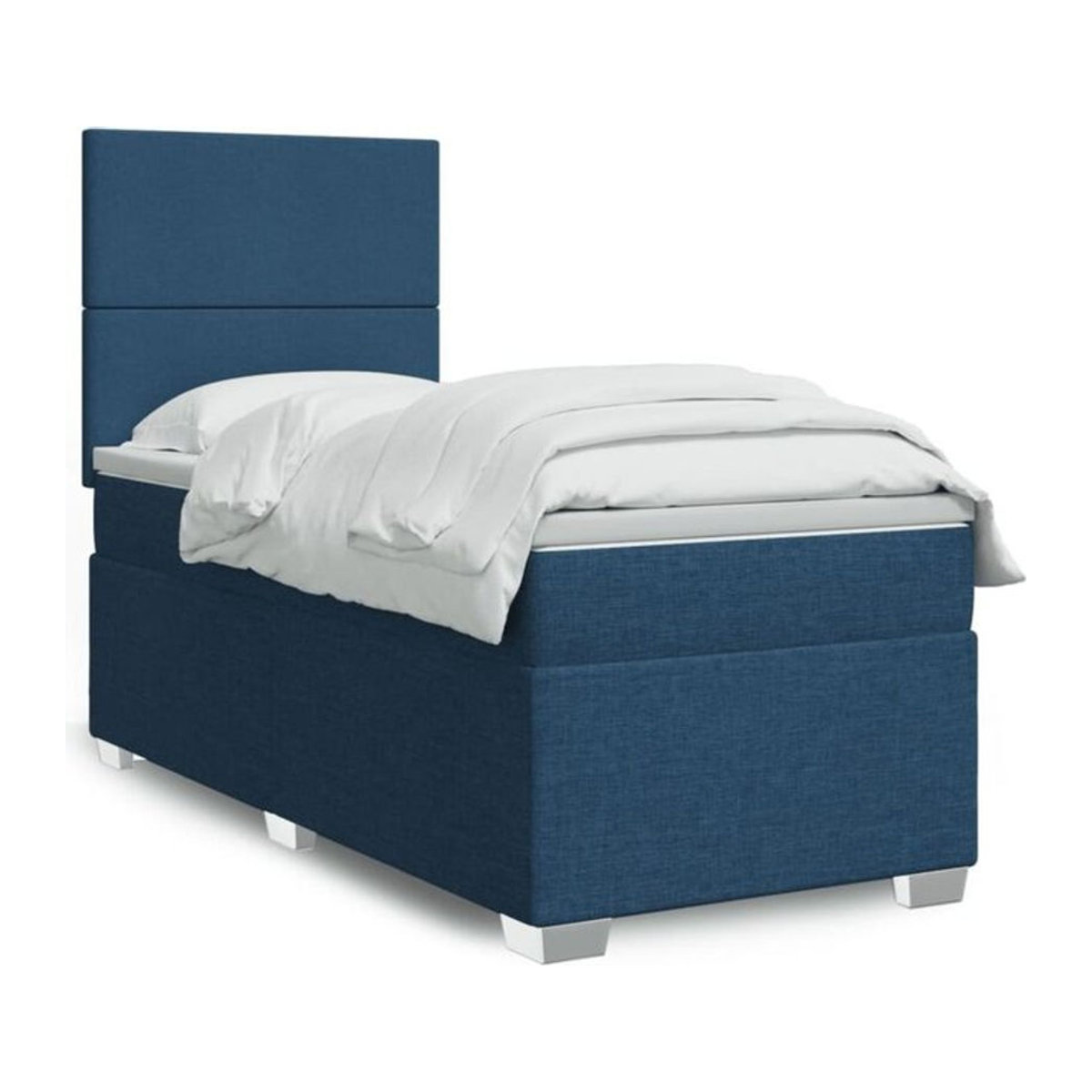 Vidaxl Boxspringbett mit Matratze aus Stoff in Blau und Weiß, B/T/H: 100 x 200 x 140,5 cm - Bild 1