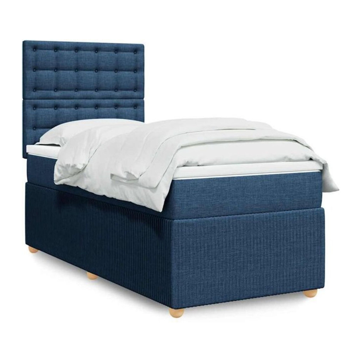 Vidaxl Boxspringbett mit Matratze aus Stoff in Blau und Weiß, B/T/H: 100 x 200 x 150,5 cm - Bild 1