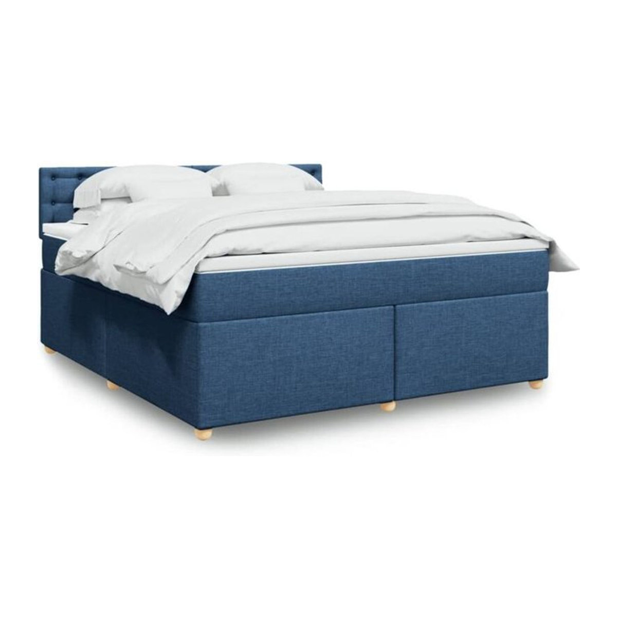 Vidaxl Boxspringbett mit Matratze aus Stoff in Blau und Weiß, B/T/H: 180 x 200 x 100,5 cm - Bild 1