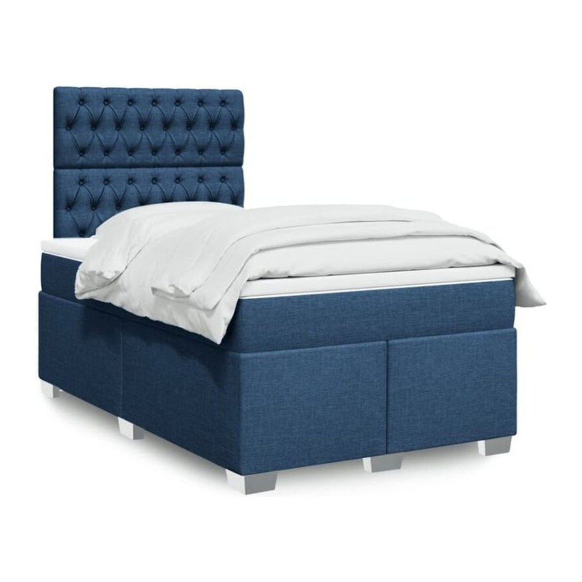 Vidaxl Boxspringbett mit Matratze aus Stoff in Blau und Weiß, B/T/H: 190 x 120 x 150,5 cm - Bild 1