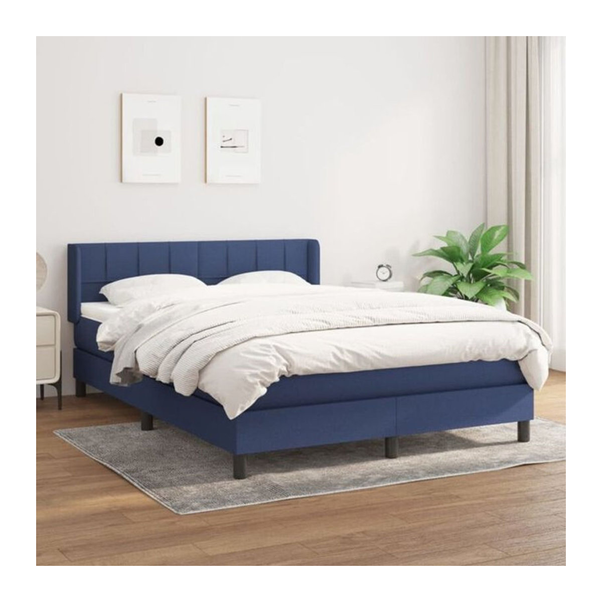 Vidaxl Boxspringbett mit Matratze aus Stoff in Blau und Weiß, B/T/H: 190 x 140 x 78 cm - Bild 1