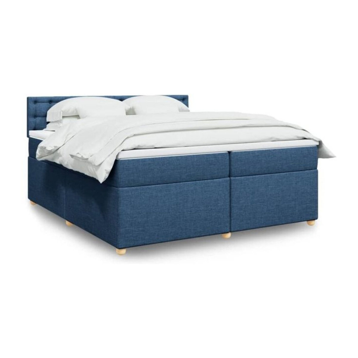 Vidaxl Boxspringbett mit Matratze aus Stoff in Blau und Weiß B/T/H: 200 x 200 x 100,5 cm - Bild 1