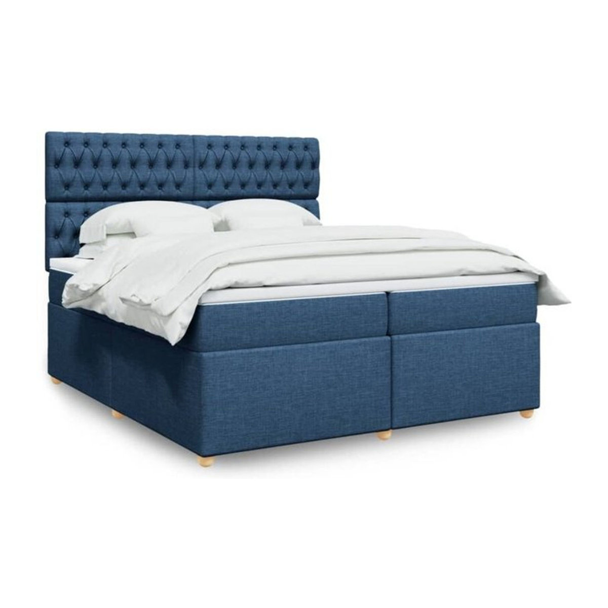 Vidaxl Boxspringbett mit Matratze aus Stoff in Blau und Weiß B/T/H: 200 x 200 x 140,5 cm - Bild 1