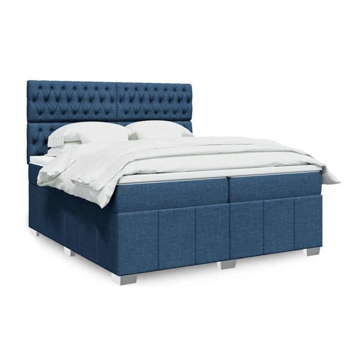 Vidaxl Boxspringbett mit Matratze aus Stoff in Blau und Weiß B/T/H: 200 x 200 x 150,5 cm - Bild 1