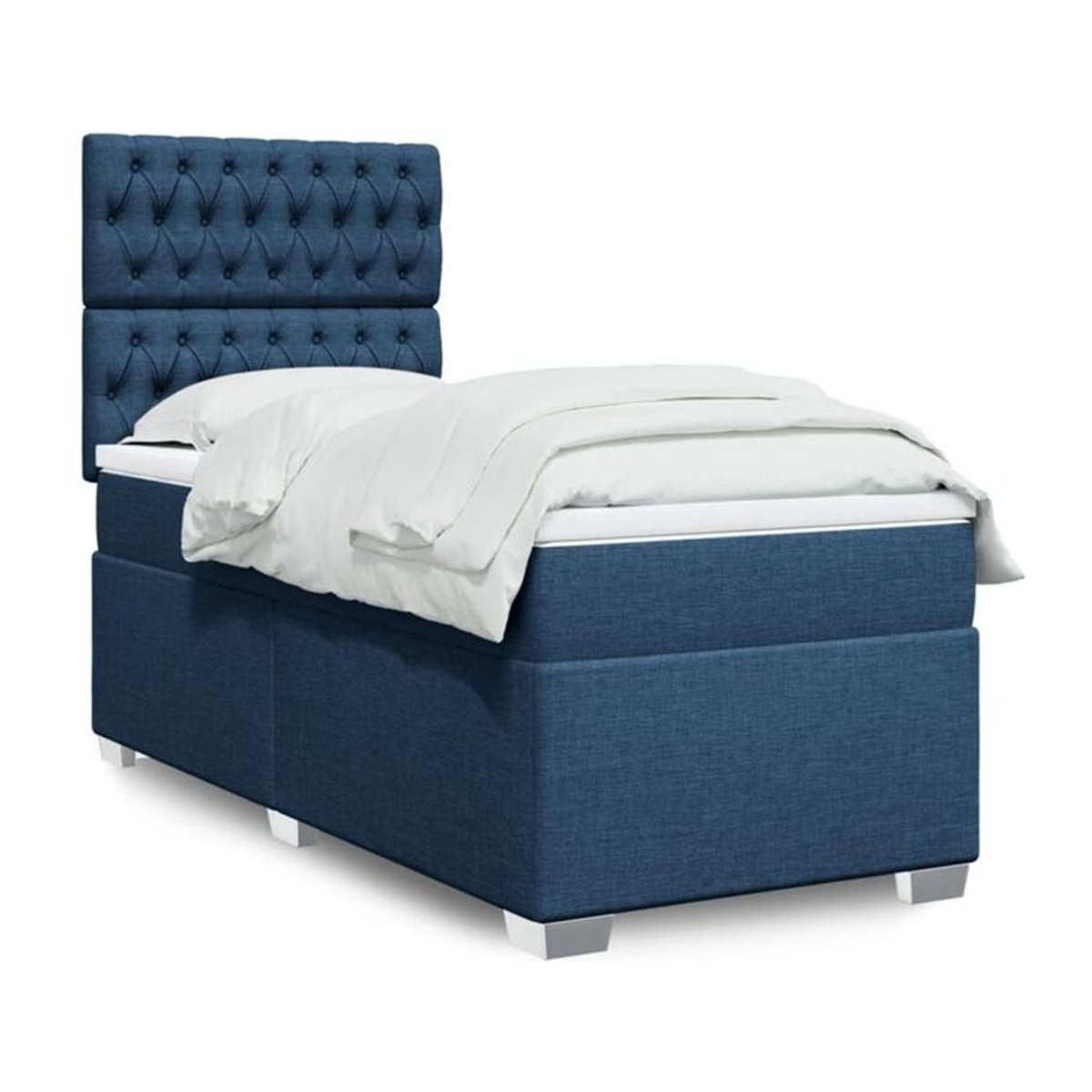 Vidaxl Boxspringbett mit Matratze aus Stoff in Blau und Weiß, B/T/H: 90 x 190 x 140,5 cm - Bild 1