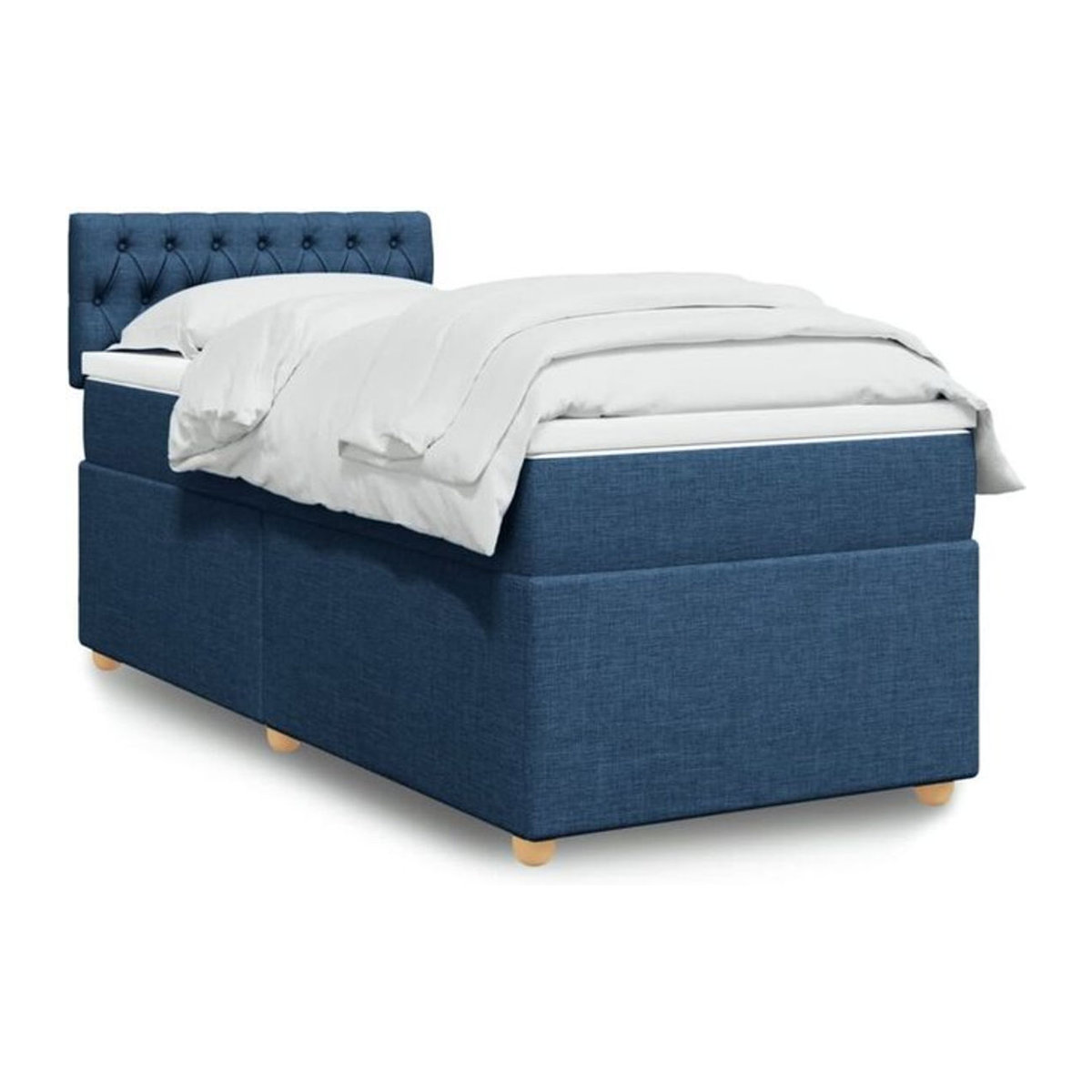 Vidaxl Boxspringbett mit Matratze aus Stoff in Blau und Weiß, B/T/H: 90 x 200 x 100,5 cm - Bild 1
