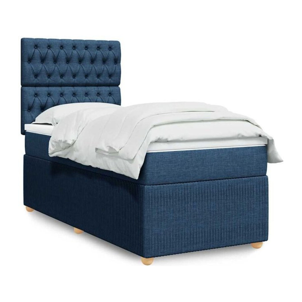 Vidaxl Boxspringbett mit Matratze aus Stoff in Blau und Weiß, B/T/H: 90 x 200 x 140,5 cm - Bild 1