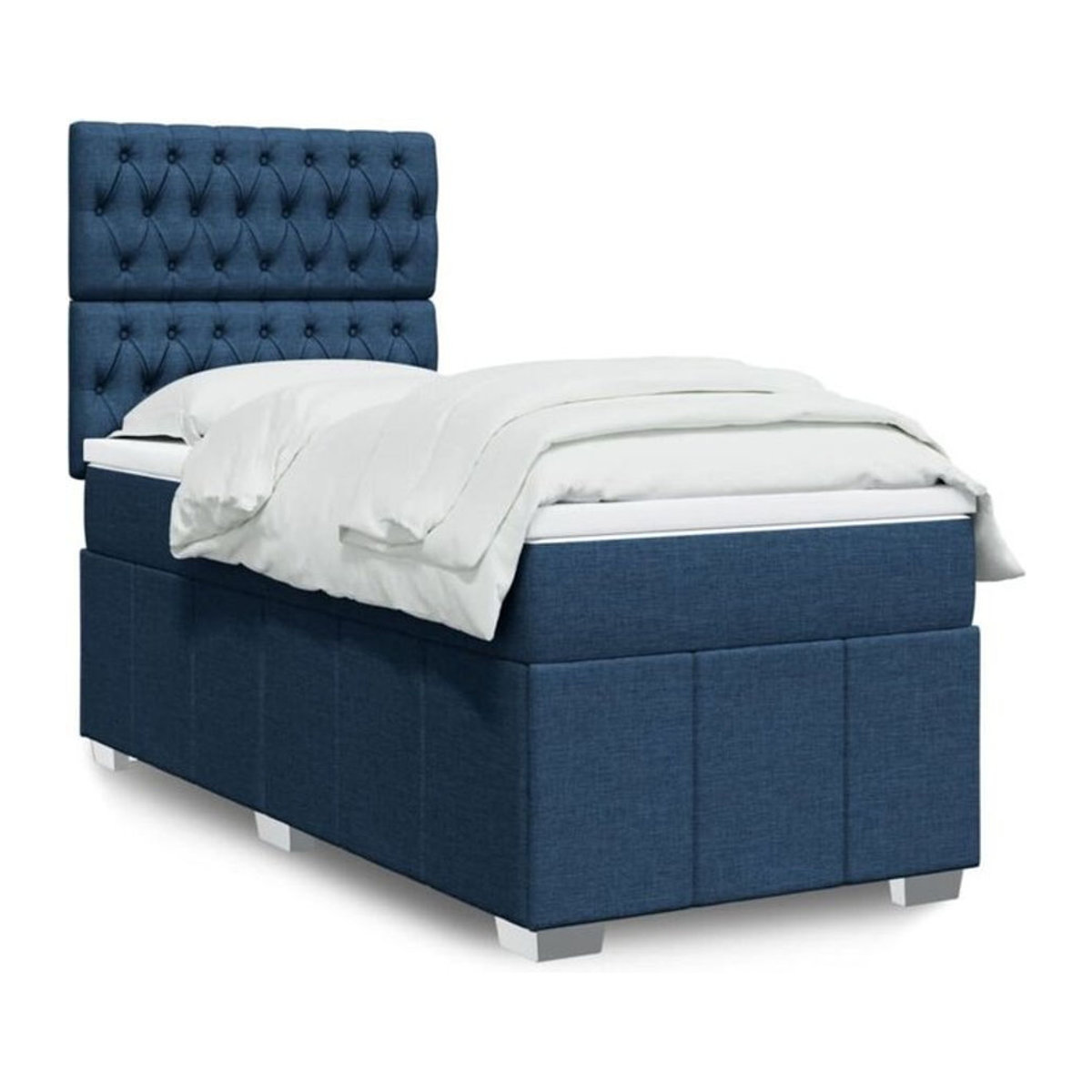 Vidaxl Boxspringbett mit Matratze aus Stoff in Blau und Weiß, B/T/H: 90 x 200 x 150,5 cm - Bild 1