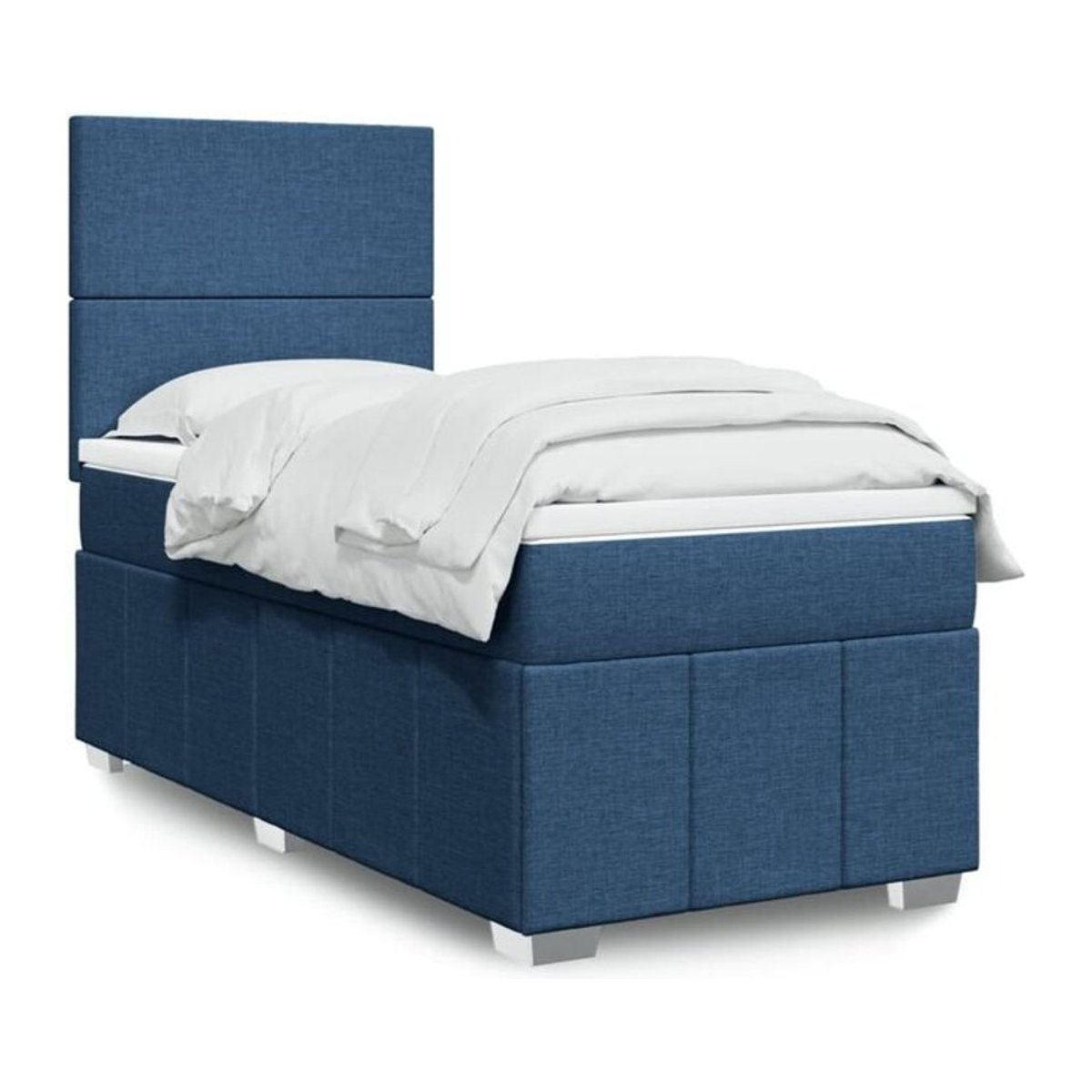 Vidaxl Boxspringbett mit Matratze aus Stoff in Blau und Weiß, Modernes Design, B/T/H: 90 x 200 x 140,5 cm - Bild 1
