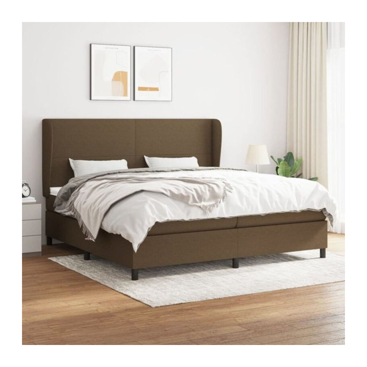 Vidaxl Boxspringbett mit Matratze aus Stoff in Braun, B/T: 200 x 200 cm - Bild 1