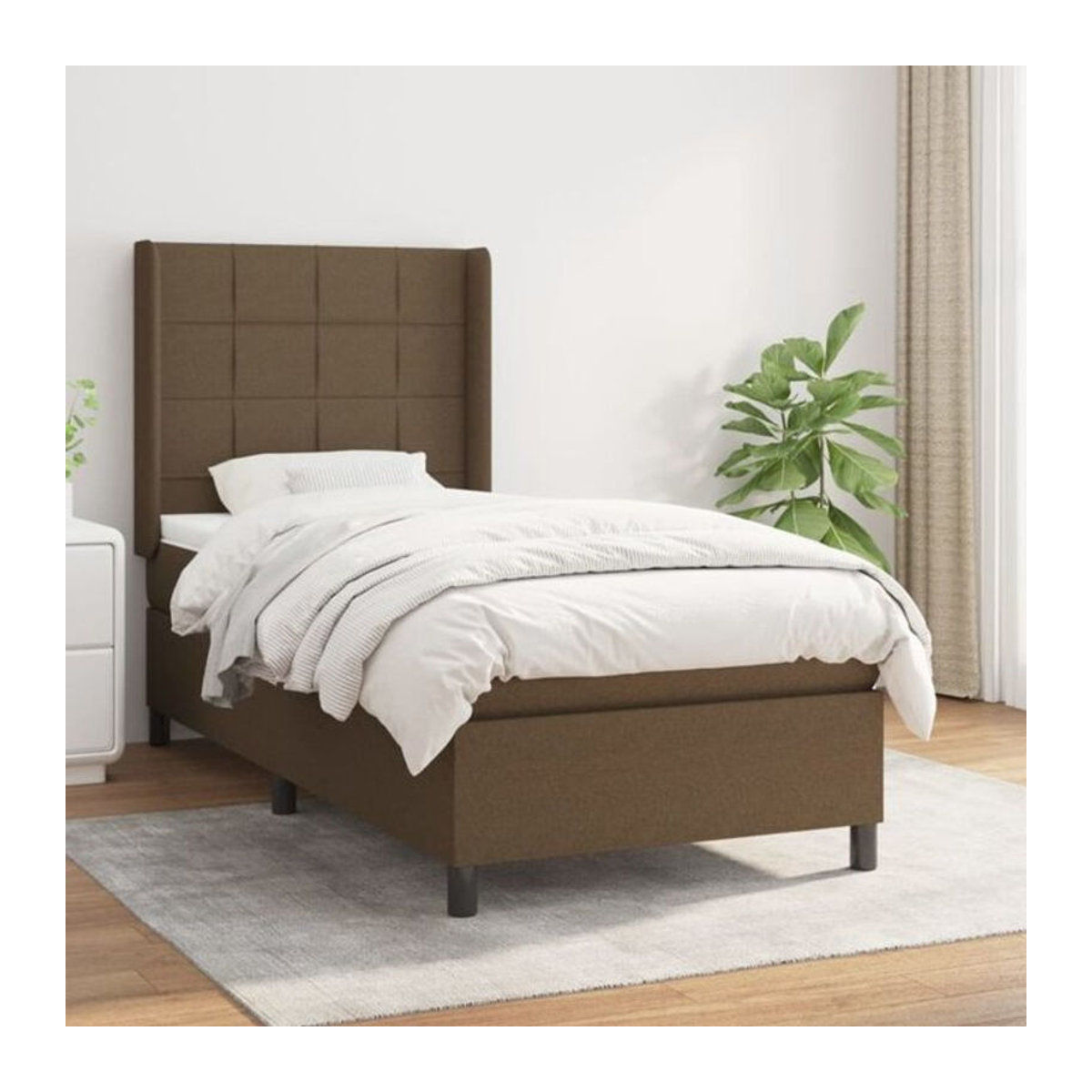 Vidaxl Boxspringbett mit Matratze aus Stoff in Braun, B/T/H: 100 x 200 x 118 cm - Bild 1