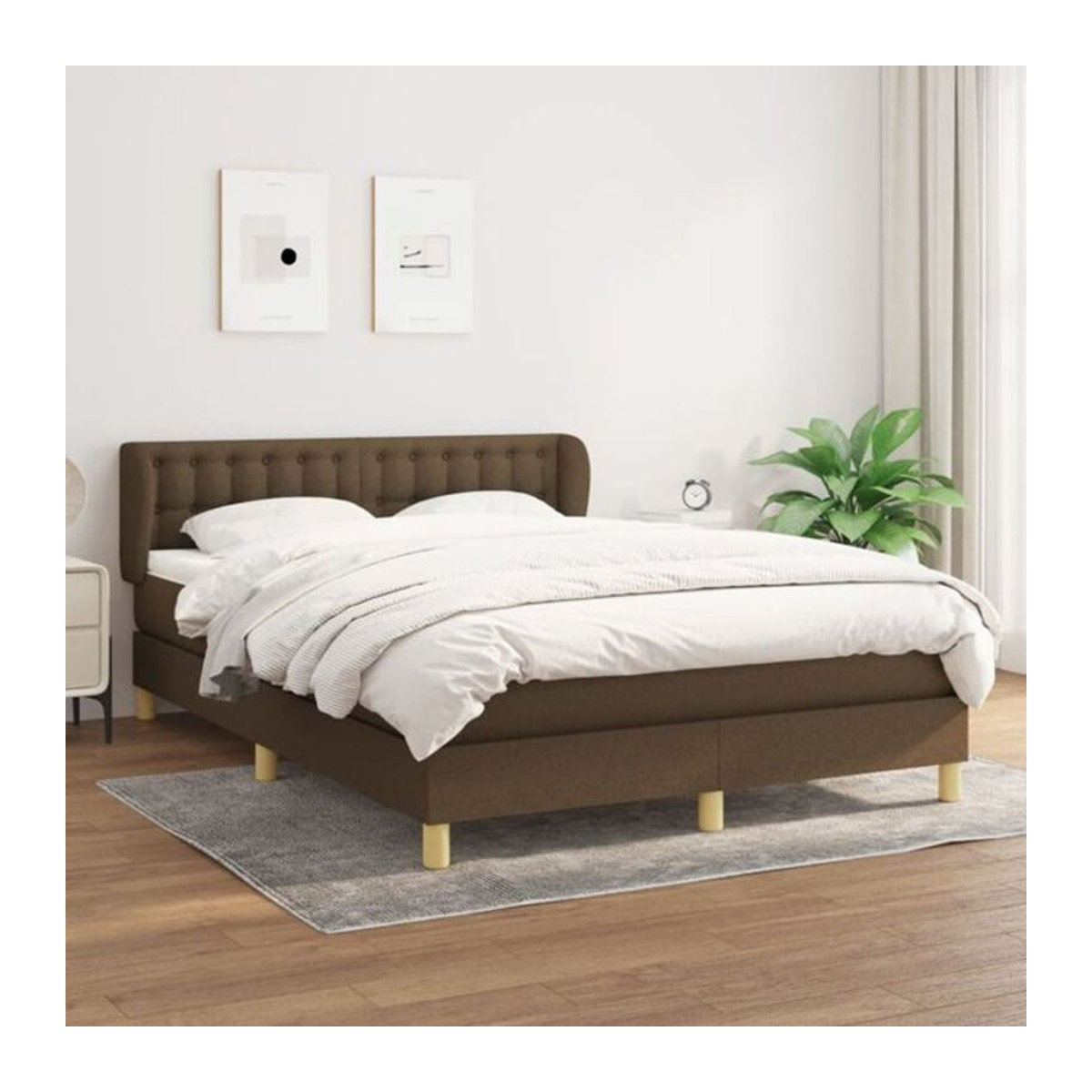 Vidaxl Boxspringbett mit Matratze aus Stoff in Braun, B/T/H: 140 x 200 cm - Bild 1