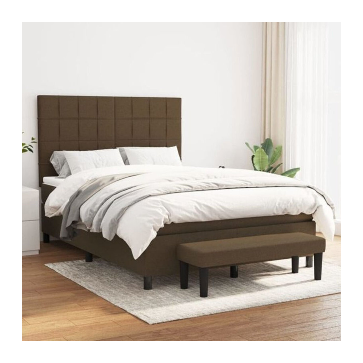 Vidaxl Boxspringbett mit Matratze aus Stoff in Braun B/T/H: 140 x 200 cm - Bild 1