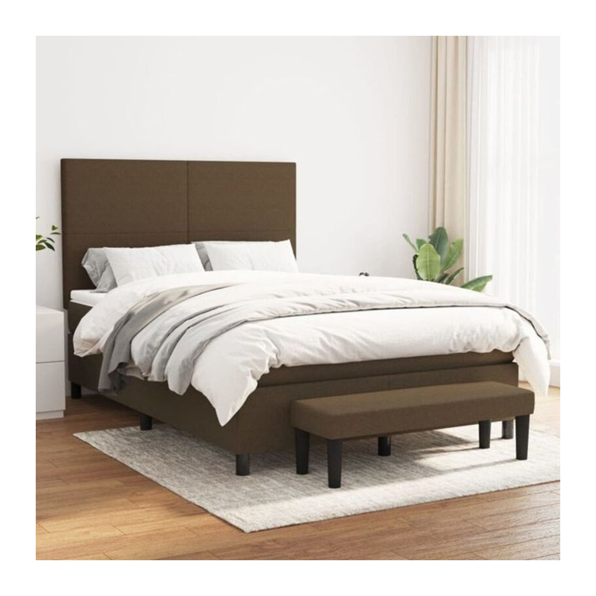 vidaxl Boxspringbett mit Matratze aus Stoff in Braun B/T/H: 140 x 200 x 118 cm - Bild 1