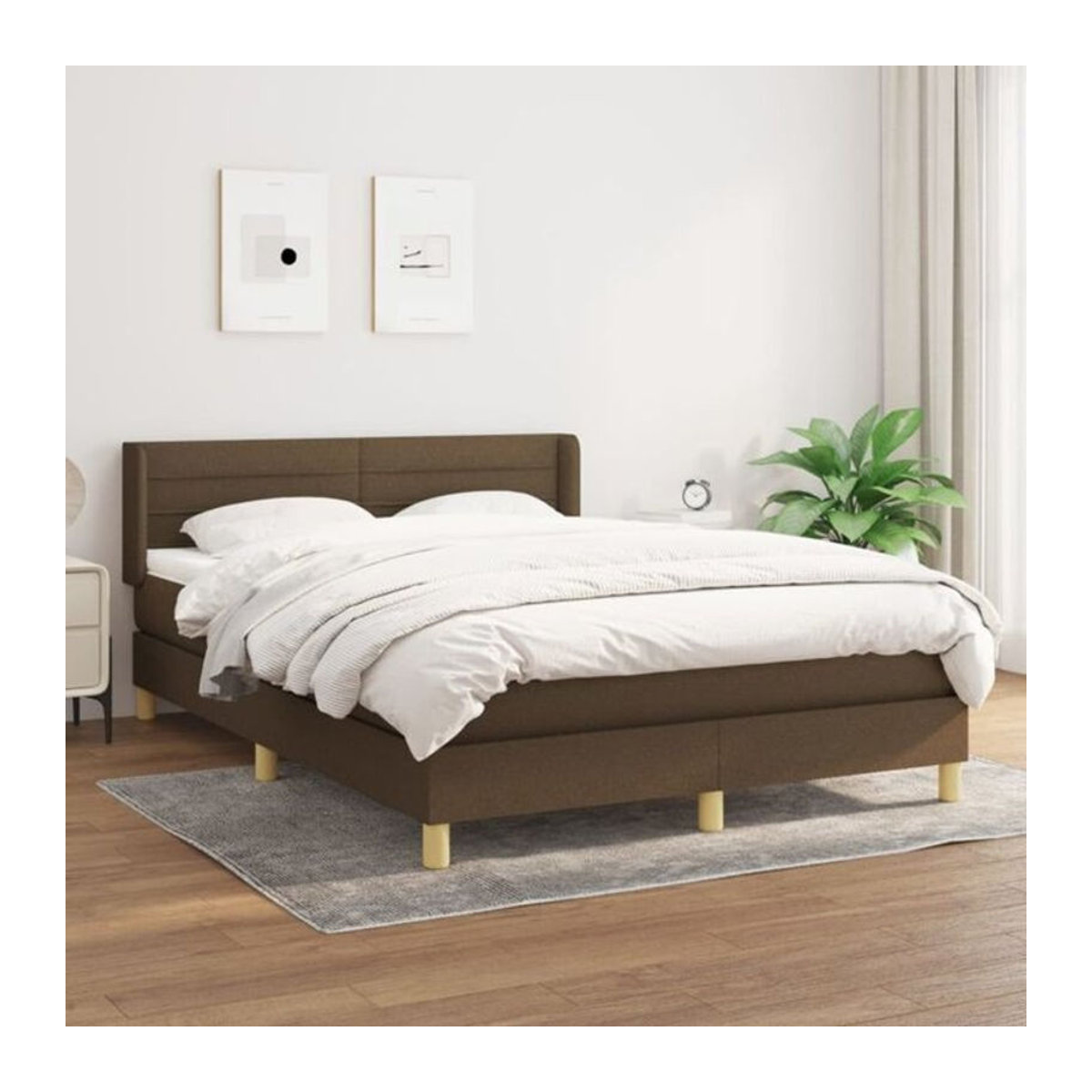 Vidaxl Boxspringbett mit Matratze aus Stoff in Braun, B/T/H: 140 x 200 x 88 cm - Bild 1