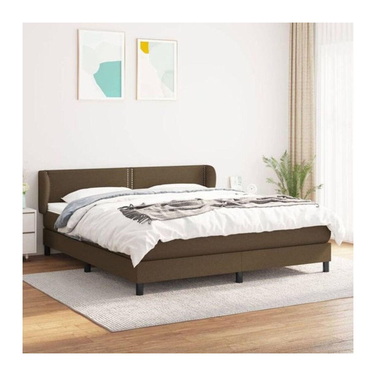 vidaxl Boxspringbett mit Matratze aus Stoff in Braun, B/T/H: 180 x 200 x 88 cm - Bild 1