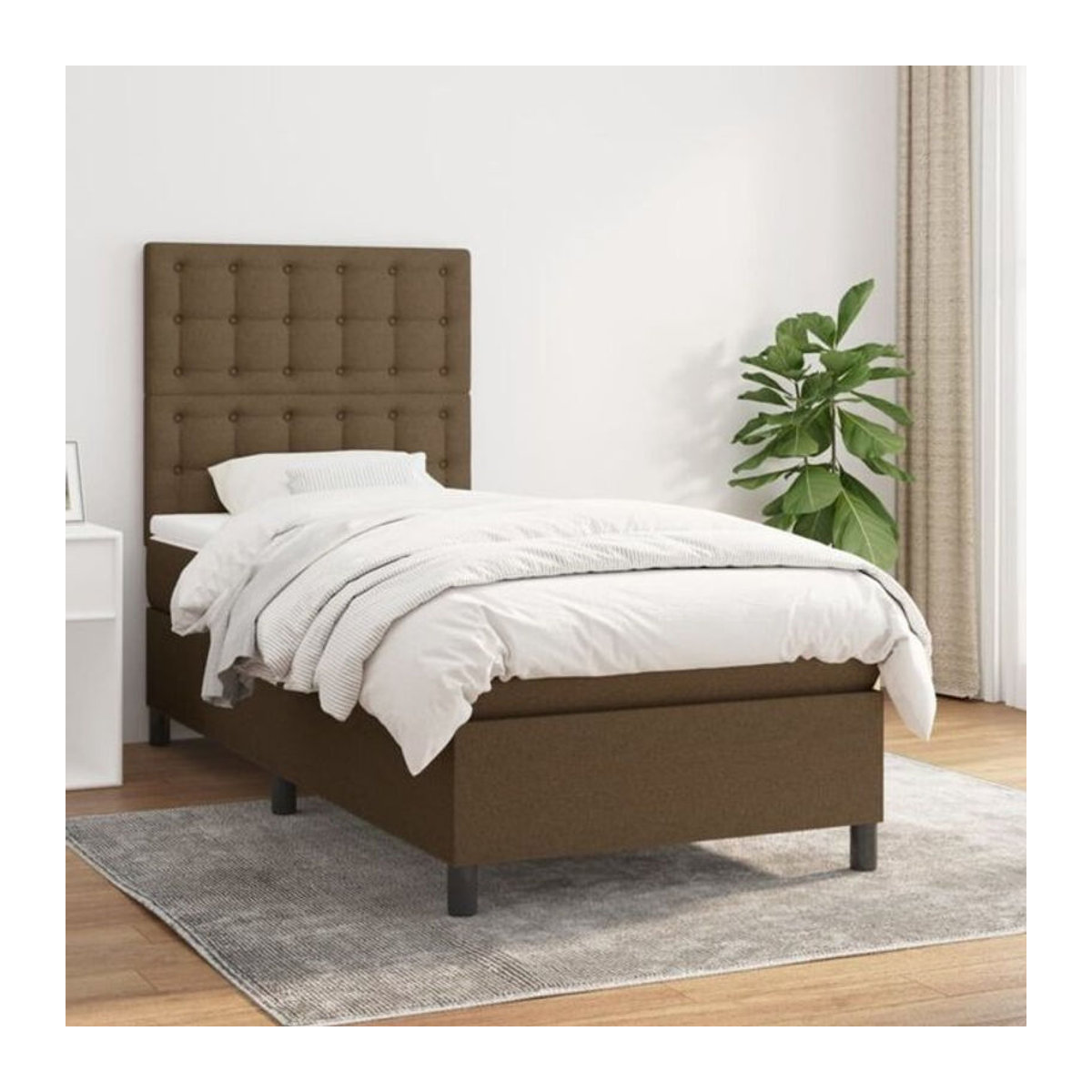 vidaxl Boxspringbett mit Matratze aus Stoff in Braun, B/T/H: 190 x 90 x 118 cm - Bild 1