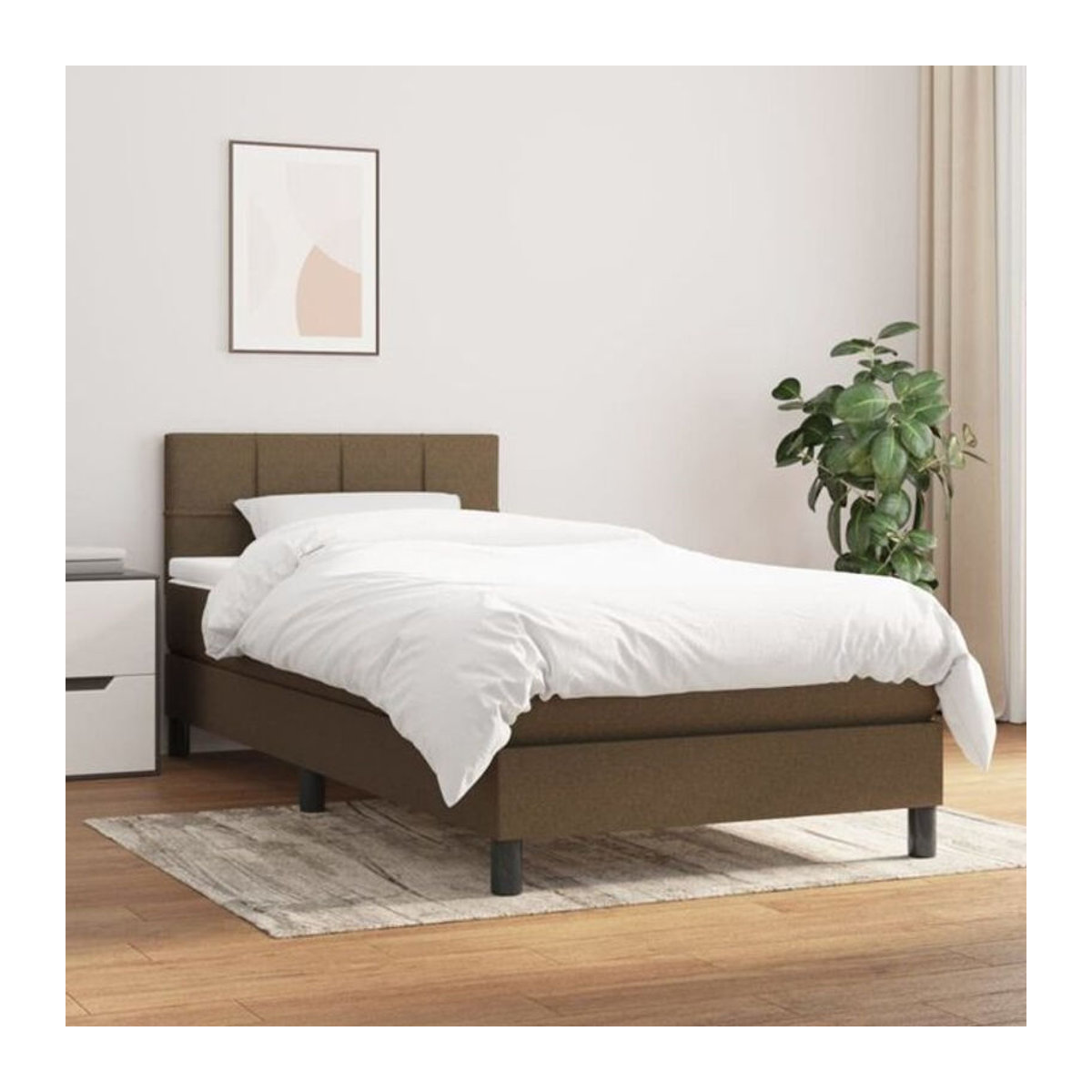vidaxl Boxspringbett mit Matratze aus Stoff in Braun, B/T/H: 200 x 100 x 78 cm - Bild 1