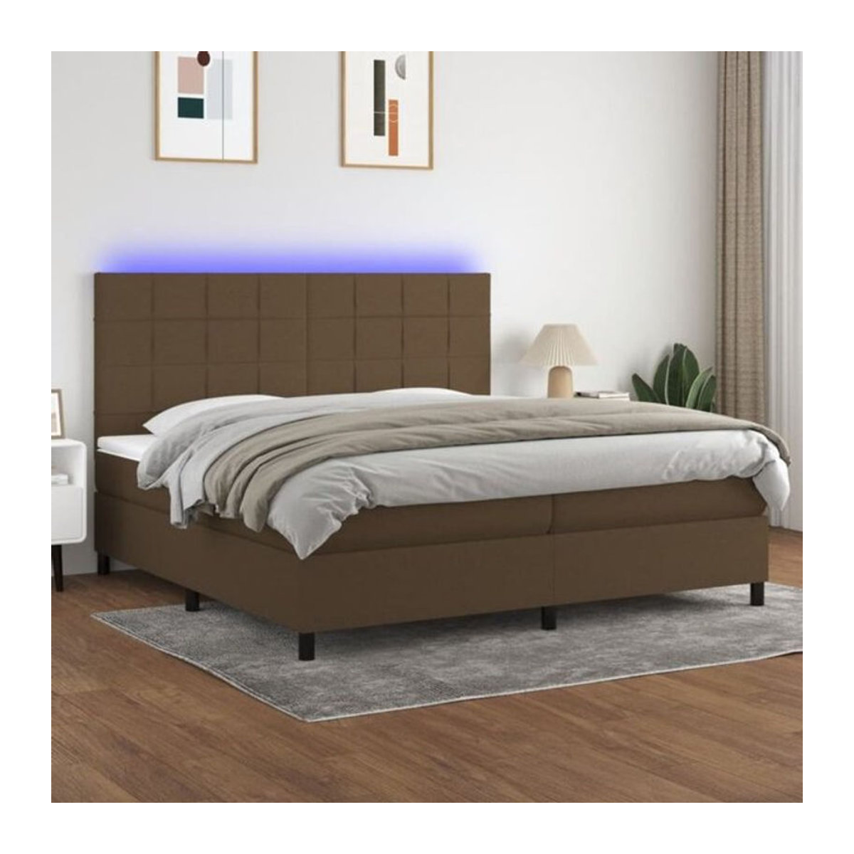 vidaxl Boxspringbett mit Matratze aus Stoff in Braun, B/T/H: 200 x 200 x 118 cm - Bild 1