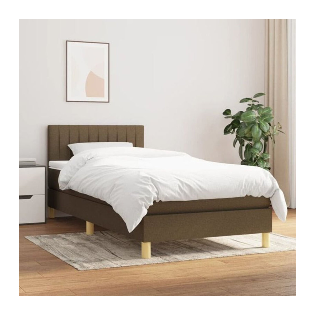 vidaxl Boxspringbett mit Matratze aus Stoff in Braun B/T/H: 80 x 200 cm - Bild 1