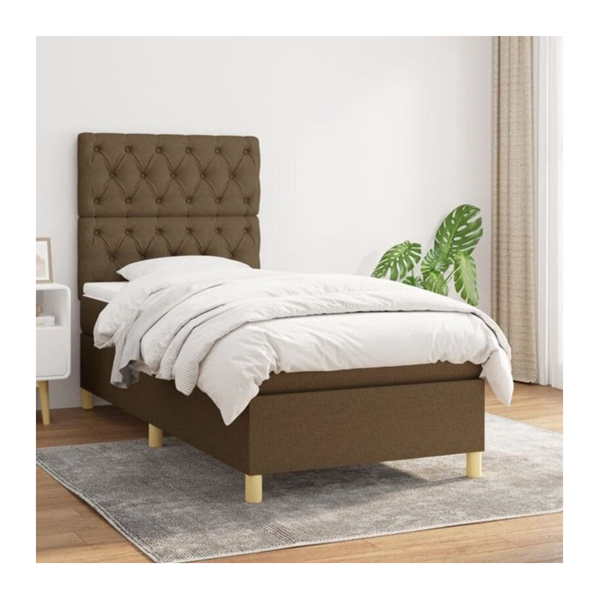 Vidaxl Boxspringbett mit Matratze aus Stoff in Braun, B/T/H: 80 x 200 x 118 cm - Bild 1