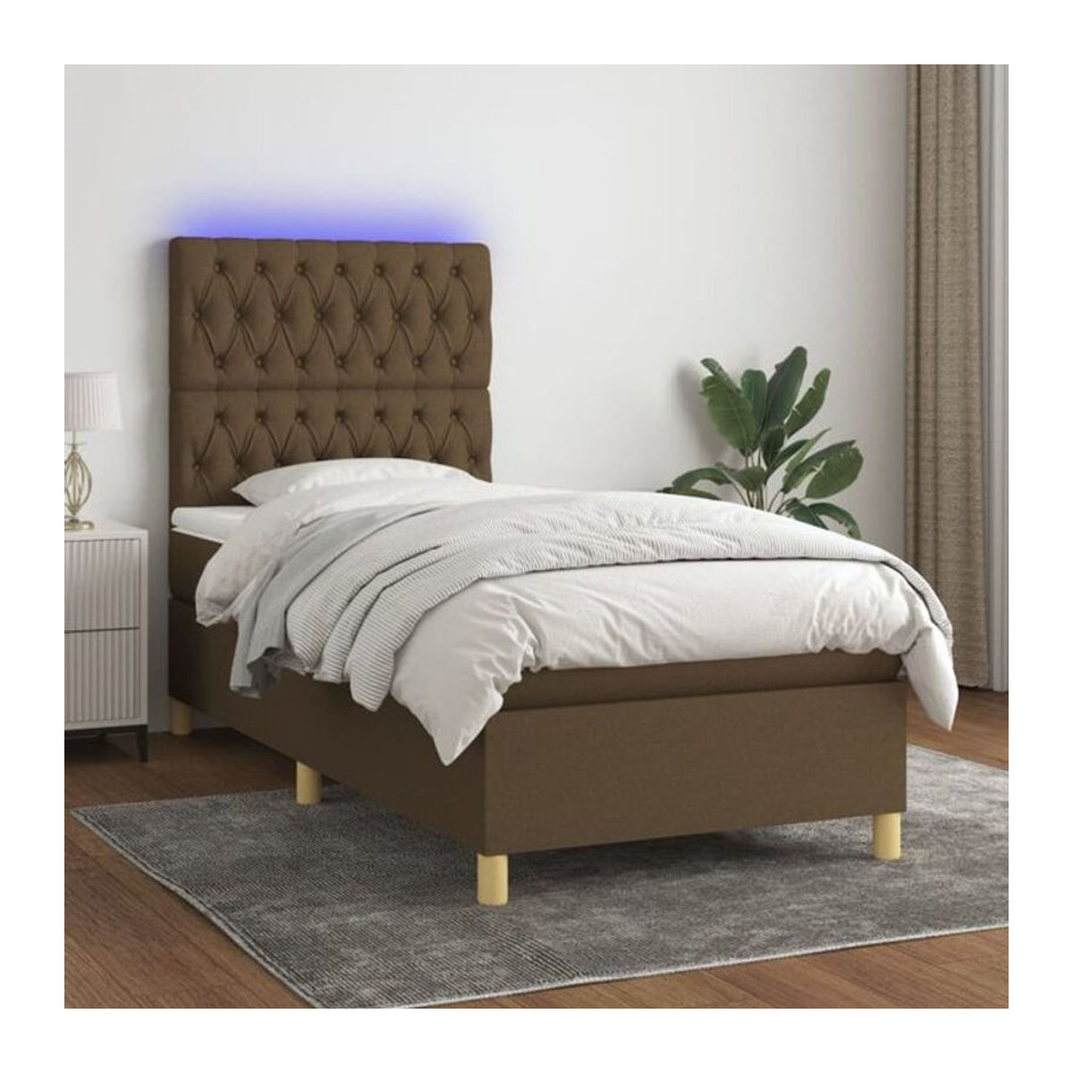 vidaxl Boxspringbett mit Matratze aus Stoff in Braun, B/T/H: 80 x 200 x 118 cm - Bild 1